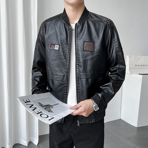 抖音直播新款皮衣男店主风皮夹克轻熟风机车服男装外套PY0920-P80,杏色短皮衣搭配什么毛呢短裙图片
