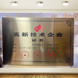 广东江苏省科技型中小高新技术企业证书奖牌户外金属铜牌扁定制做