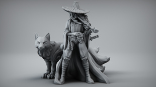 C5-1狐狸抽烟隐士 微缩模型 gk白模 桌游棋子 战棋 树脂 手办