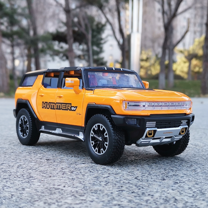 1:24悍马ev电动越野车六开门声光回力仿真合金汽车模型摆件金属车