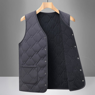 马甲男款秋冬季内穿保暖背心V领百搭中老年爸爸棉坎肩加厚不冷