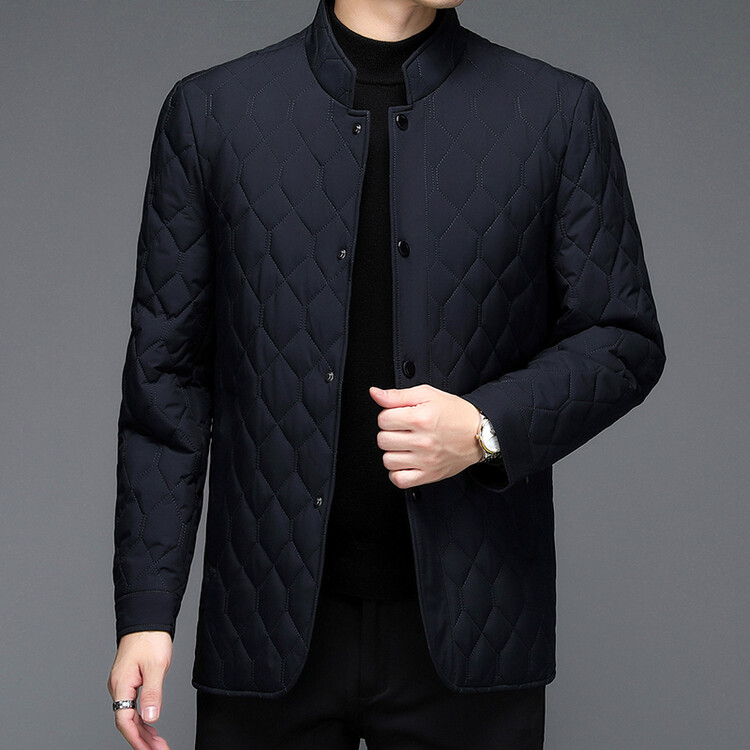 中老年薄款棉衣男大码爸爸装翻领保暖外套爷爷加棉羊毛夹克