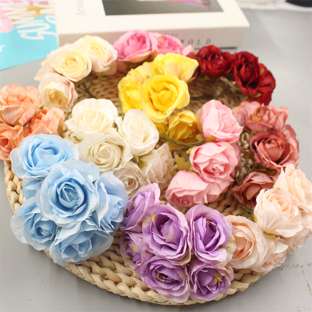 diy手工花环材料 森系女汉服头饰喜糖盒配件仿真花绢花 玫瑰花束