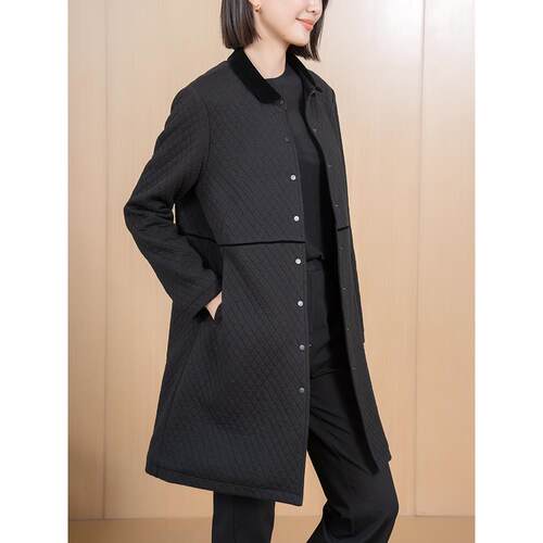 YUN2025冬季气质中长款棉外套