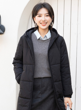 YUN韫2025冬季新品女装连帽防风宽松显瘦夹棉保暖中长款棉服外套