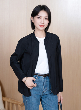 YUN2025春季新款女装基础款通勤轻便简约棒球服领拉链风衣外套