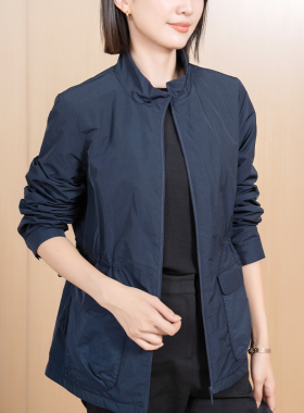 YUN2024冬新款女立领重工韩版夹棉大口袋拉链收腰风衣外套15052