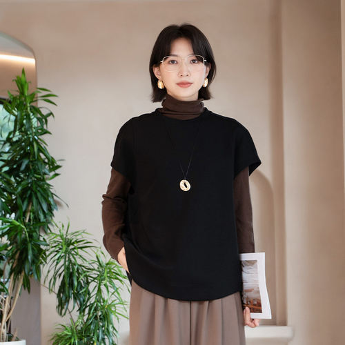 YUN韫秋季女宽松叠穿飞袖马甲