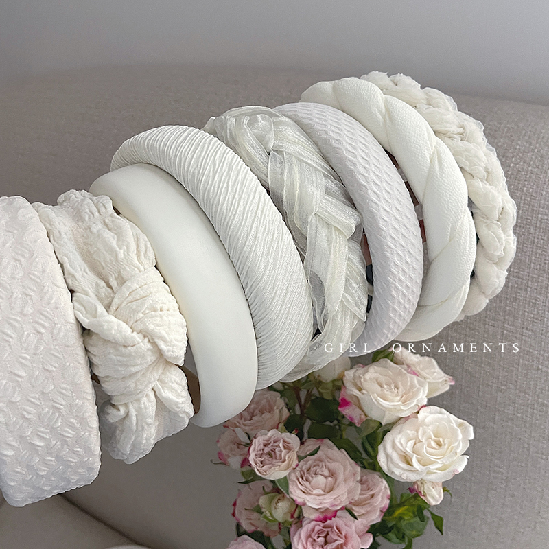 简约白色系麻花辫发箍女秋