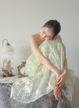 若浓 栀子花之梦原创绿野仙踪网纱甜美绿色仙女蓬蓬长裙那时THEN