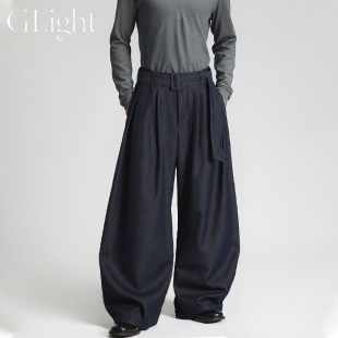 GLight山本弯刀凉感直筒西裤 男女宽松休闲高级垂坠慵懒感拖地长裤