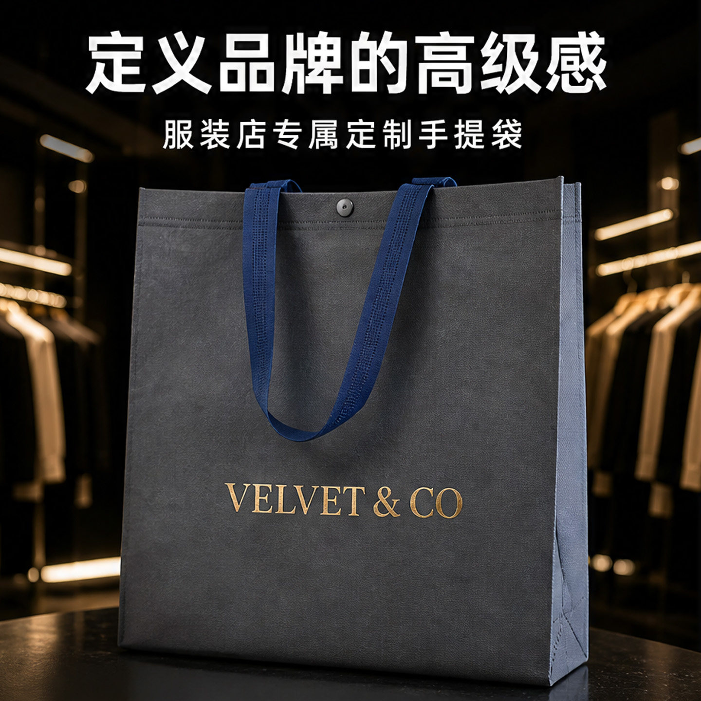 服装店无纺布袋定制印logo带暗扣环保加厚购物袋宣传广告袋手提袋