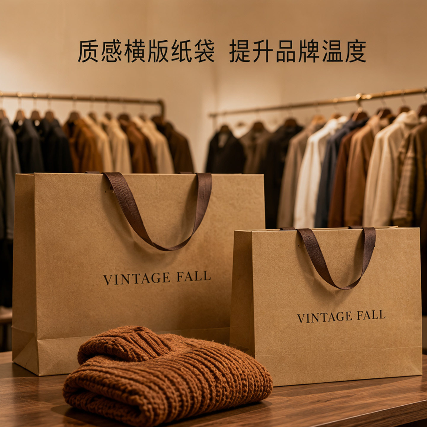 环保牛皮纸袋服装店手提袋免费定制印刷logo环保购物袋加厚礼品袋