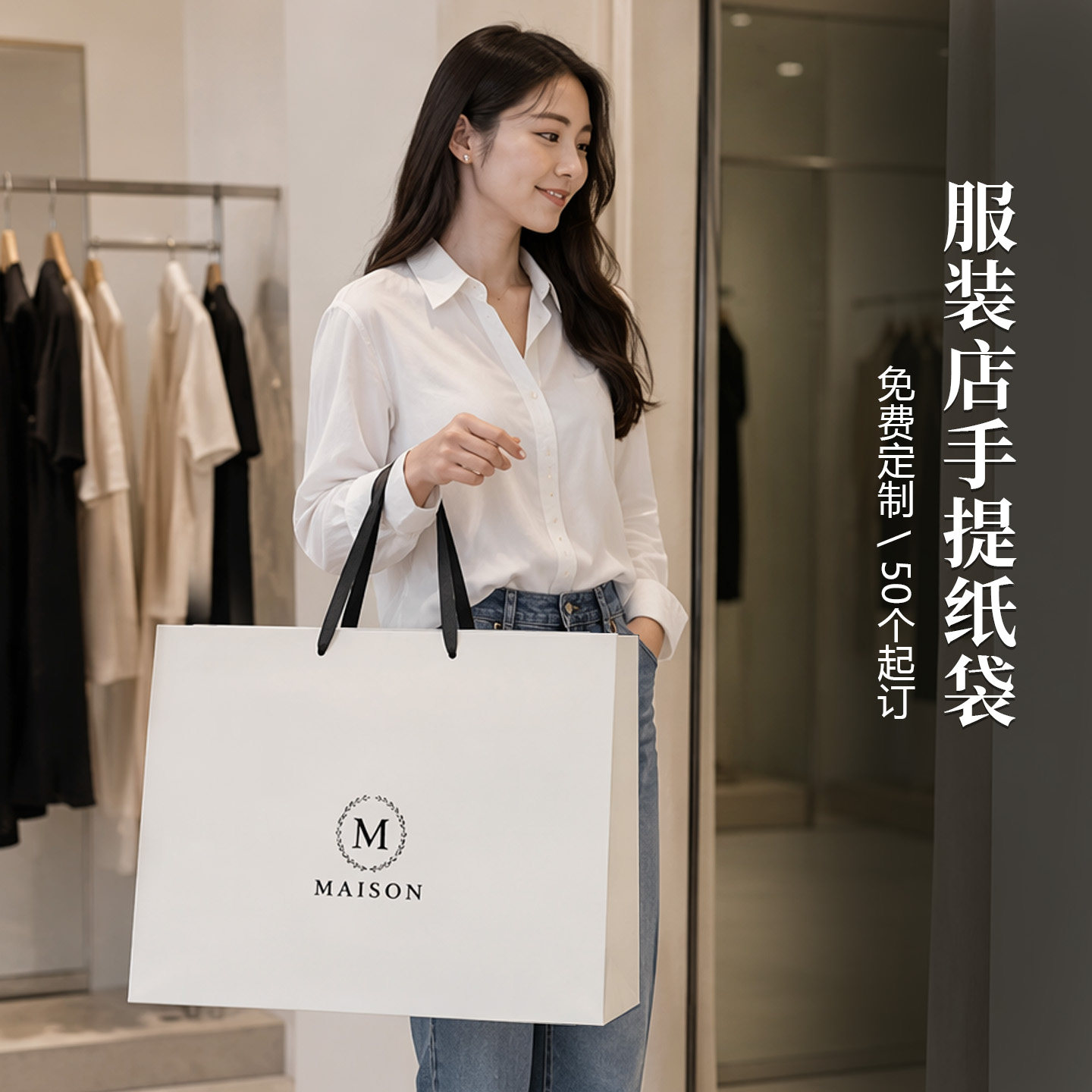 加厚纸袋定制服装包装袋服装店手提袋定制logo礼品袋商场购物袋子