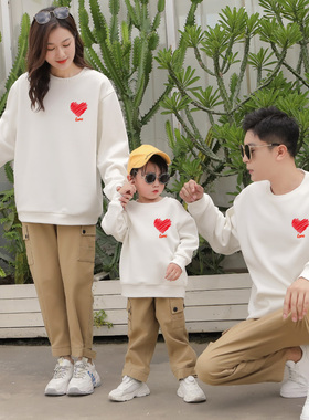 不一样亲子装套头卫衣一家四口秋装2025新款父子母子洋气长袖外套