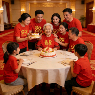 父母70/80/90大寿红色diyT恤定制寿星老人过寿宴祝寿聚会统一服装