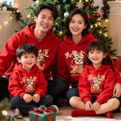 春装 过年全家装 加绒卫衣母子女装 冬季 马年新年上衣 家庭装 亲子装