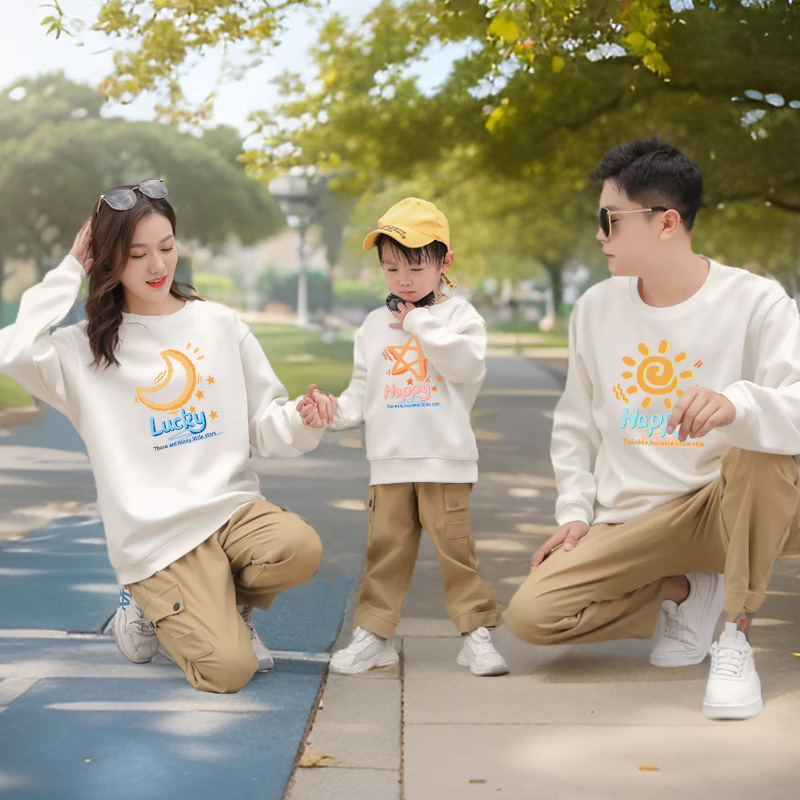 亲子装卫衣绒衫全家一家三口四口