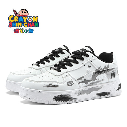 蜡笔小新男鞋板鞋春秋空军情侣运动鞋女鞋低帮学生涂鸦学院滑板鞋