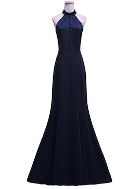 外贸原单175高个子夏季女士名媛风优雅无袖露肩高腰修身礼服长裙