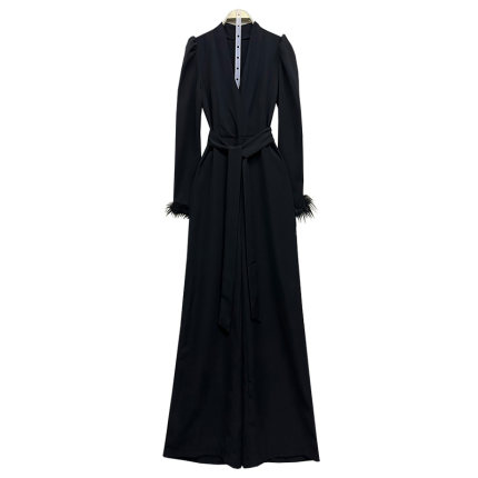 外贸原单170-175高个子女装新款百搭V领气质垂感休闲阔腿连体裤