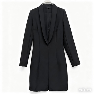 新款女装长袖宽松休闲百搭中长款修身西服上衣暗扣西装外套