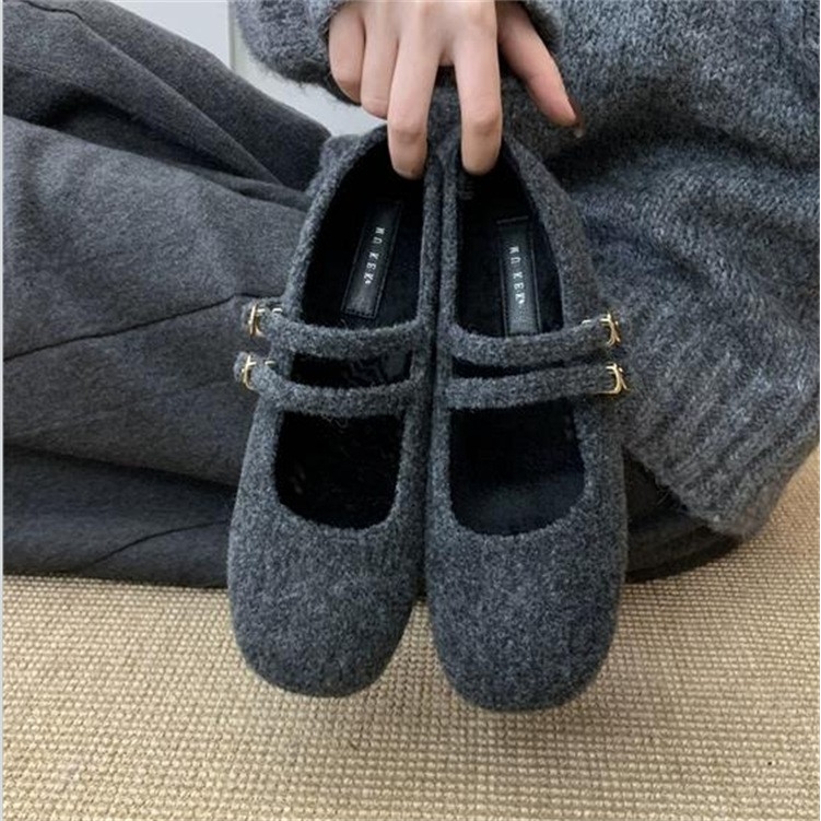 进口内增高奶白丝绒网红棉鞋女鞋子2025年新款秋冬加绒玛丽珍毛毛