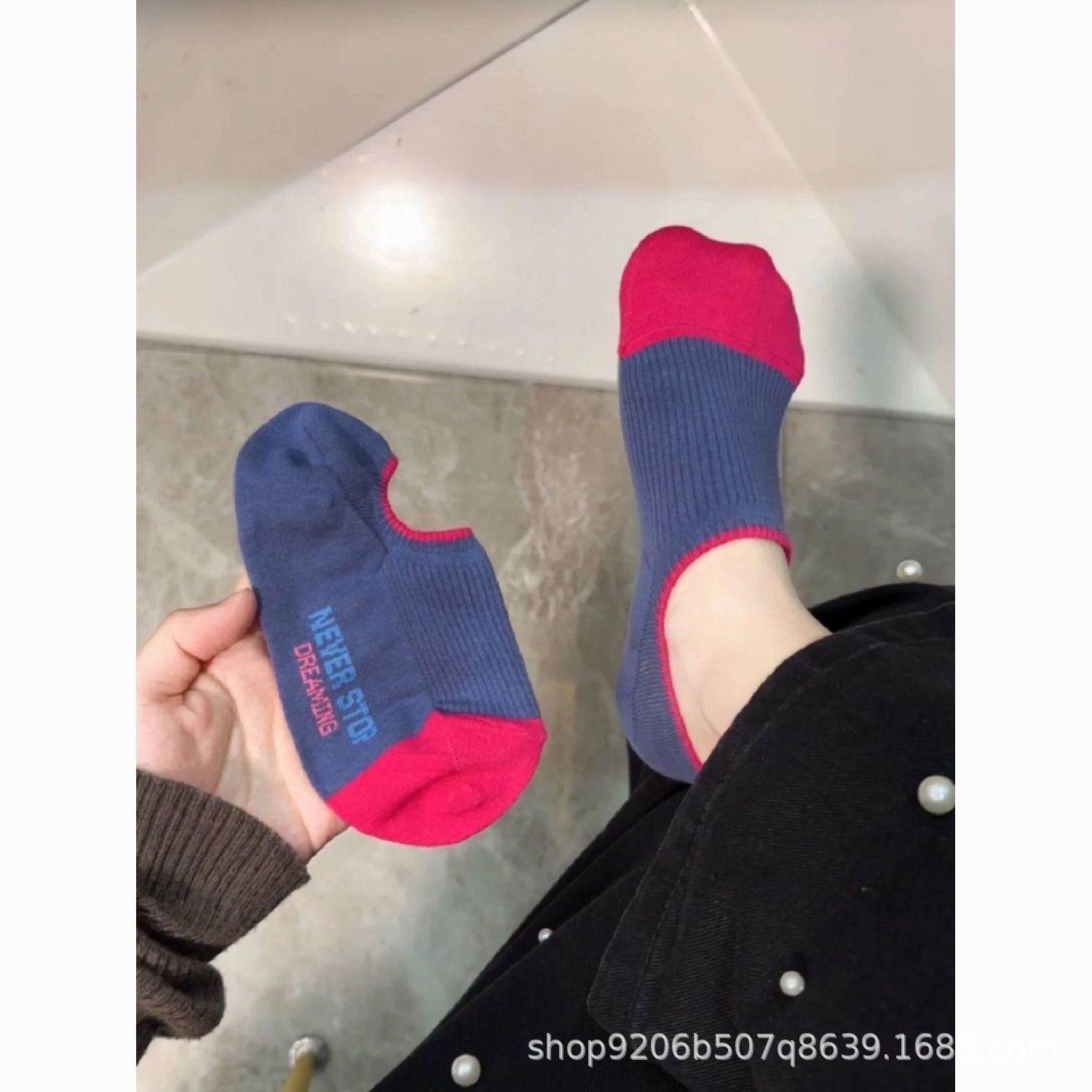 德国进口韩国东大门新款拼色字母袜子女ins潮简约学院风船袜隐形