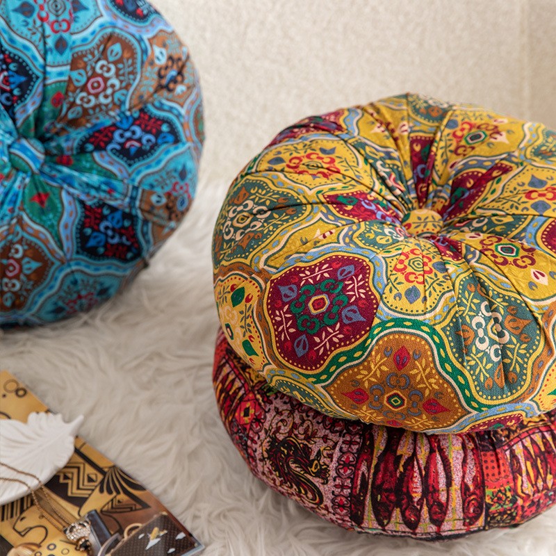 进口跨境蒲团坐垫不塌撞色南瓜圆形抱枕家用厚实手工卧室沙发南瓜