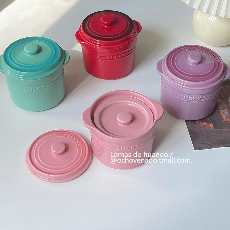 德国进口ins风双耳燕窝盅陶瓷隔水炖带盖炖盅家用蒸蛋碗粥碗釉下