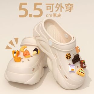 韩式 增高舒适防滑EVA可爱包头室外休闲凉拖 洞洞鞋 女外穿夏季