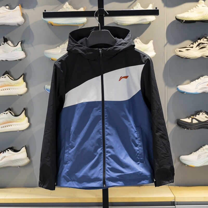 李宁男大童运动风衣2025春季新品加绒保暖宽松连帽外套YFDW015