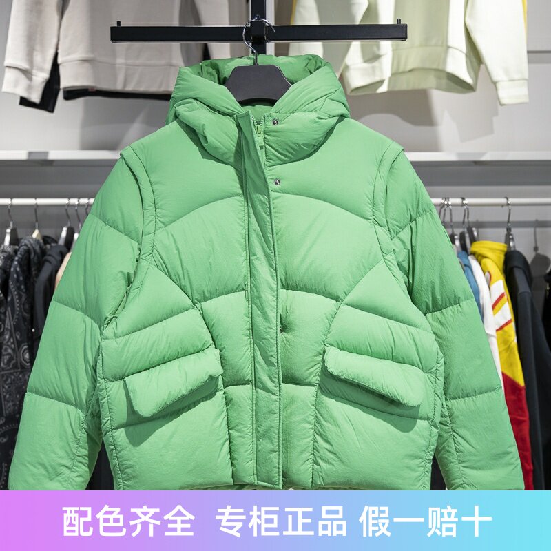李宁保暖连帽短款女子羽绒服
