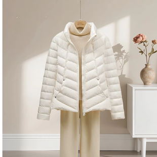 减龄上档次立领外套 小个子时尚 90白鸭绒秋冬新款 轻薄羽绒服女短款