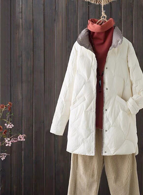 反季轻薄羽绒服女中长款2025年新款大码宽松显瘦冬季薄款外套清仓