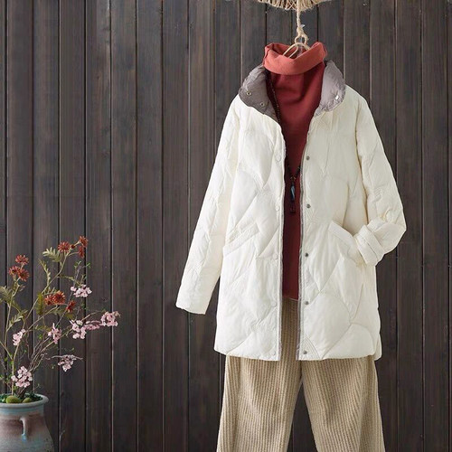 祥云设计记忆中长款立领轻薄外套