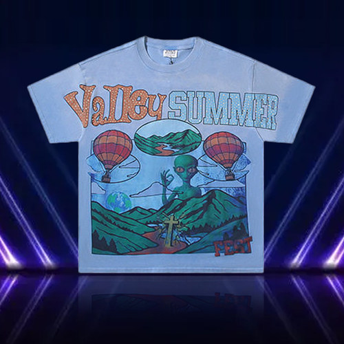 2026潮牌Vale Valley美式复古做旧水洗短袖T恤男女宽松休闲上衣