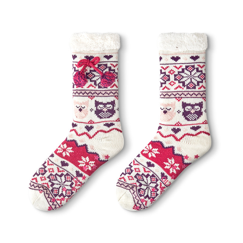 袜趣女士双层加绒加厚地板袜