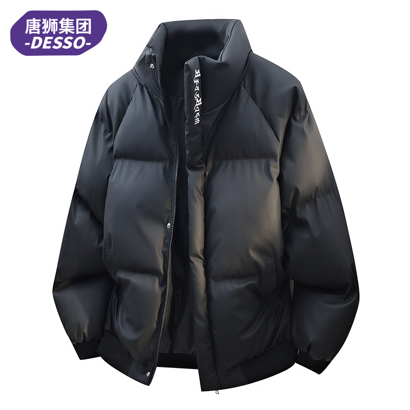 唐狮集团DESSO美式立领PU皮棉衣外套男冬季宽松保暖加厚棉服情侣