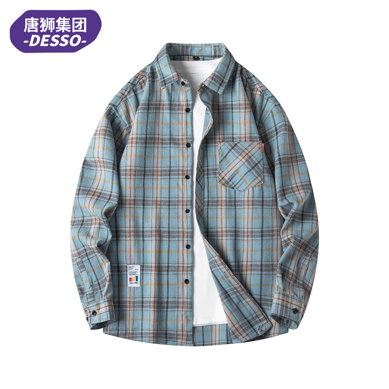 唐狮集团DESSO格子衬衫男款2025春秋款潮休闲长袖衬衣男士外套