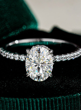 1~3克拉鸽子蛋莫桑钻戒指 S925银镀金+莫桑钻 经典款时尚简约戒指