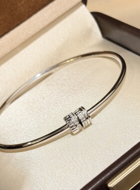 S925纯银 四排齿轮路路通手镯轻奢百搭精致弹簧简约