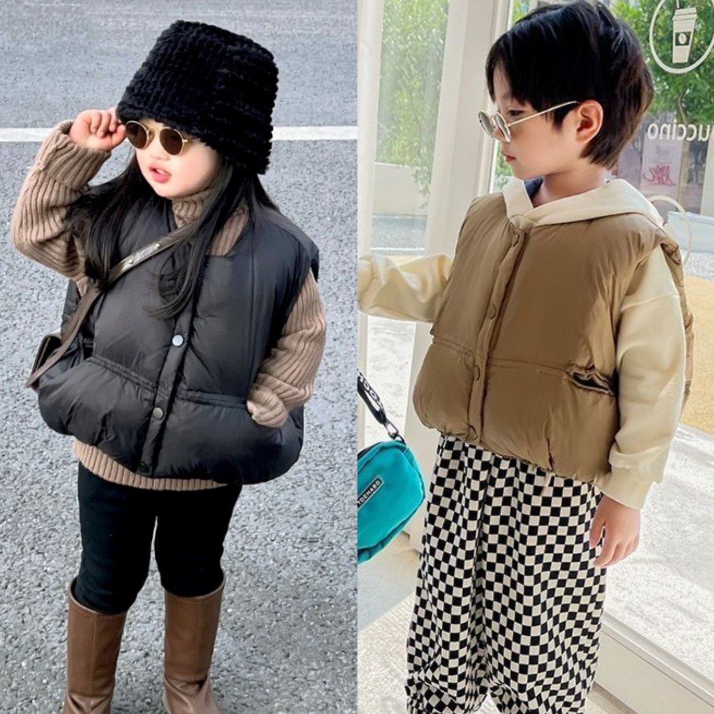 冬款儿童加绒加厚马甲宝宝韩版宽松蓬松背心中小童坎肩保暖外套潮