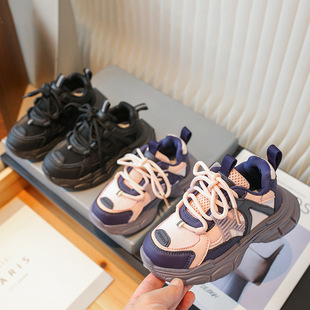 春秋季儿童男童女童老爹鞋新款鞋子透气运动鞋中童大童跑步鞋