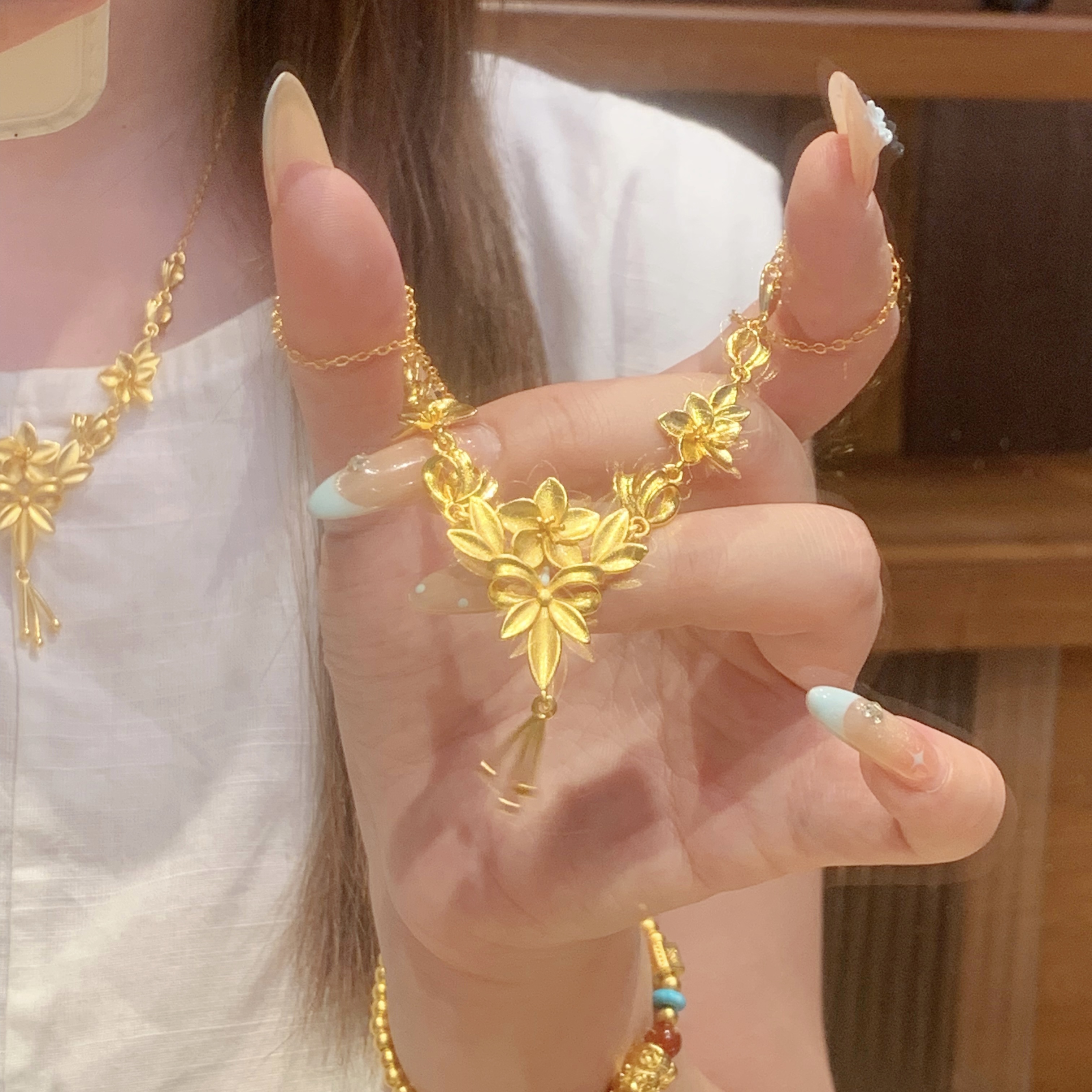 paula时序  精工富贵大气三生花幸福花嫁项链 R021