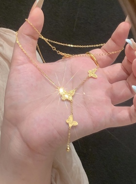 paula时序 镭射蝴蝶流速项链女款小众轻奢 y034