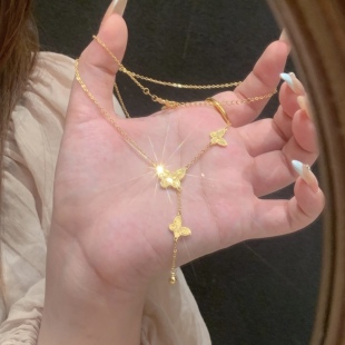 小众轻奢 y034 镭射蝴蝶流速项链女款 paula时序