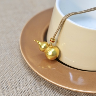 Paula L027 古法实心立体葫芦吊坠项链