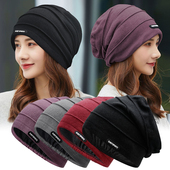 帽子女秋冬季 休闲堆堆帽 条纹平顶套头帽青年加绒保暖包头帽女时尚