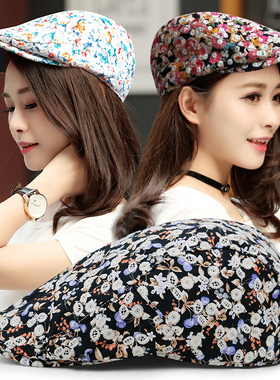 择信帽子女民族风小翠花朵刺绣鸭舌帽女春夏户外休闲贝雷帽时尚遮